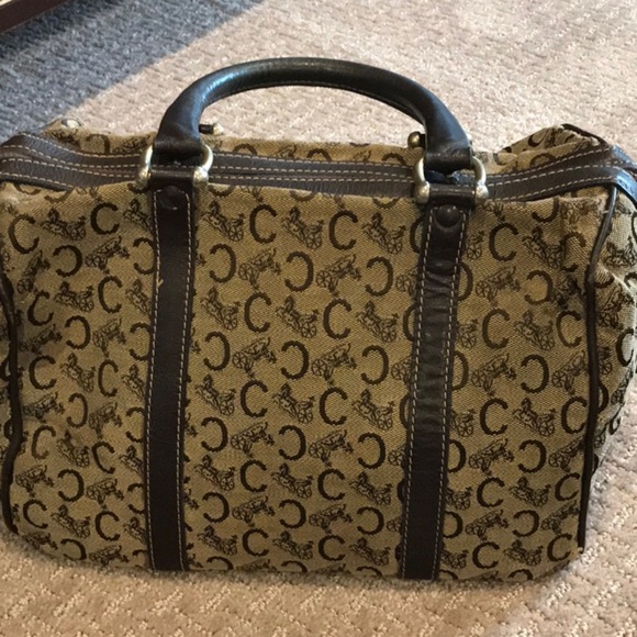 Vintage Celine Boston Bag Signature Canvas w/ Dark Brown Leather Trim EUC - Picture 3 of 5